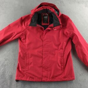 Helly Hansen Jacket Mens Large Red Helly Tech Hooded Waterproof Rain Coat